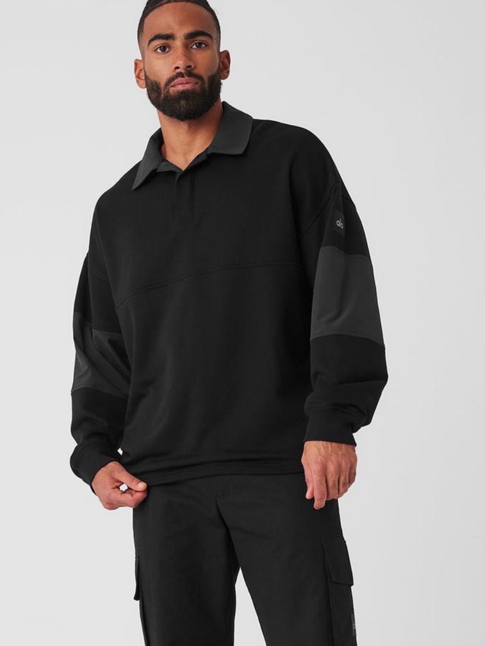 Alo Yoga Mixmatch Rugby Sweatshirt, Size Medium